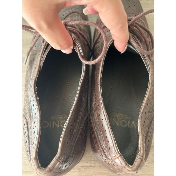 Vionic Oxford Roth men's lace-up dress wingtip in chestnut sz 10 comfort career - Picture 9 of 10